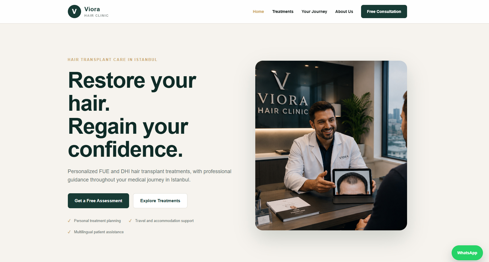 Viora Hair Clinic website preview
